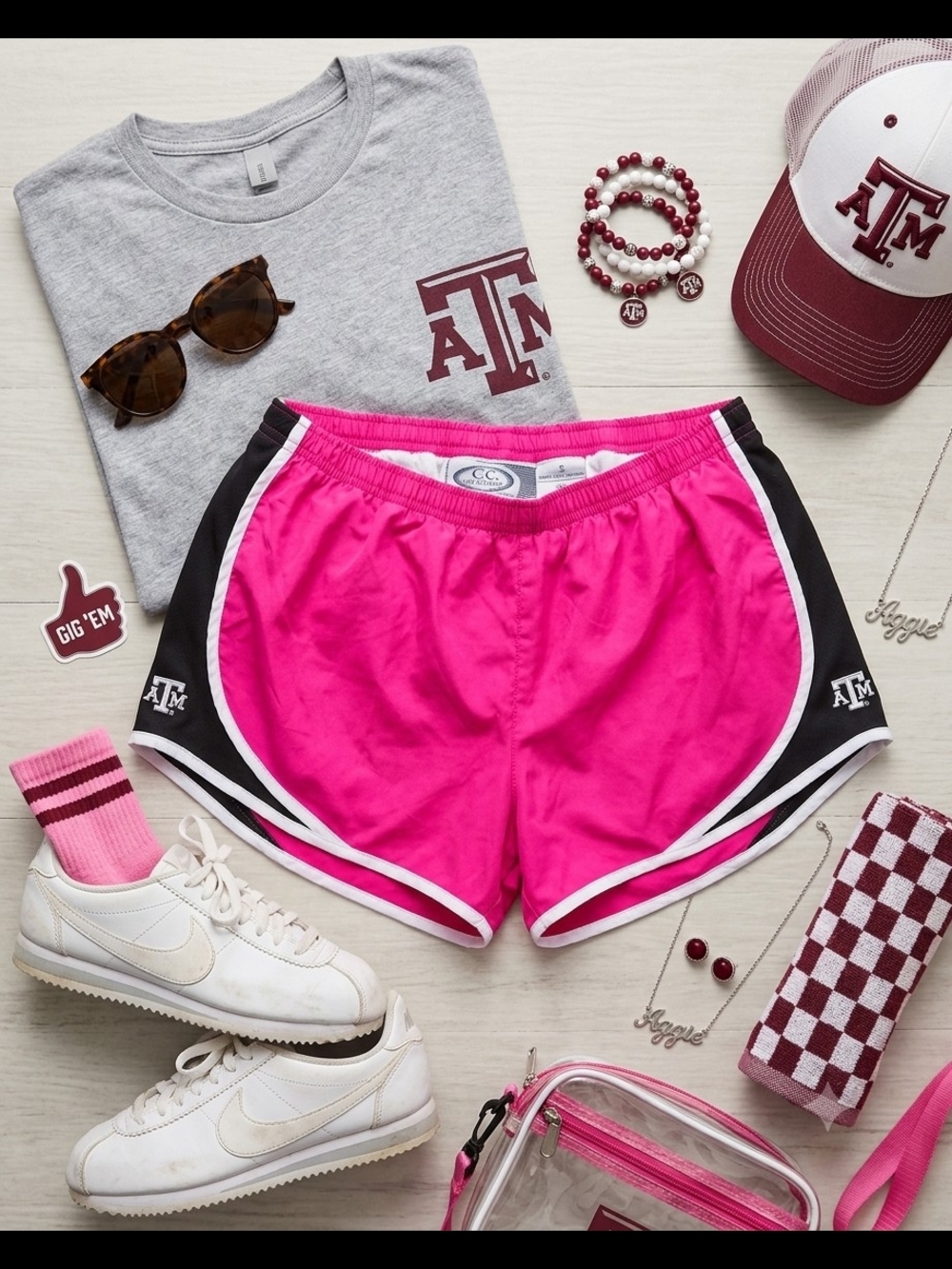Texas A&M  Athletic Shorts with Black Trim